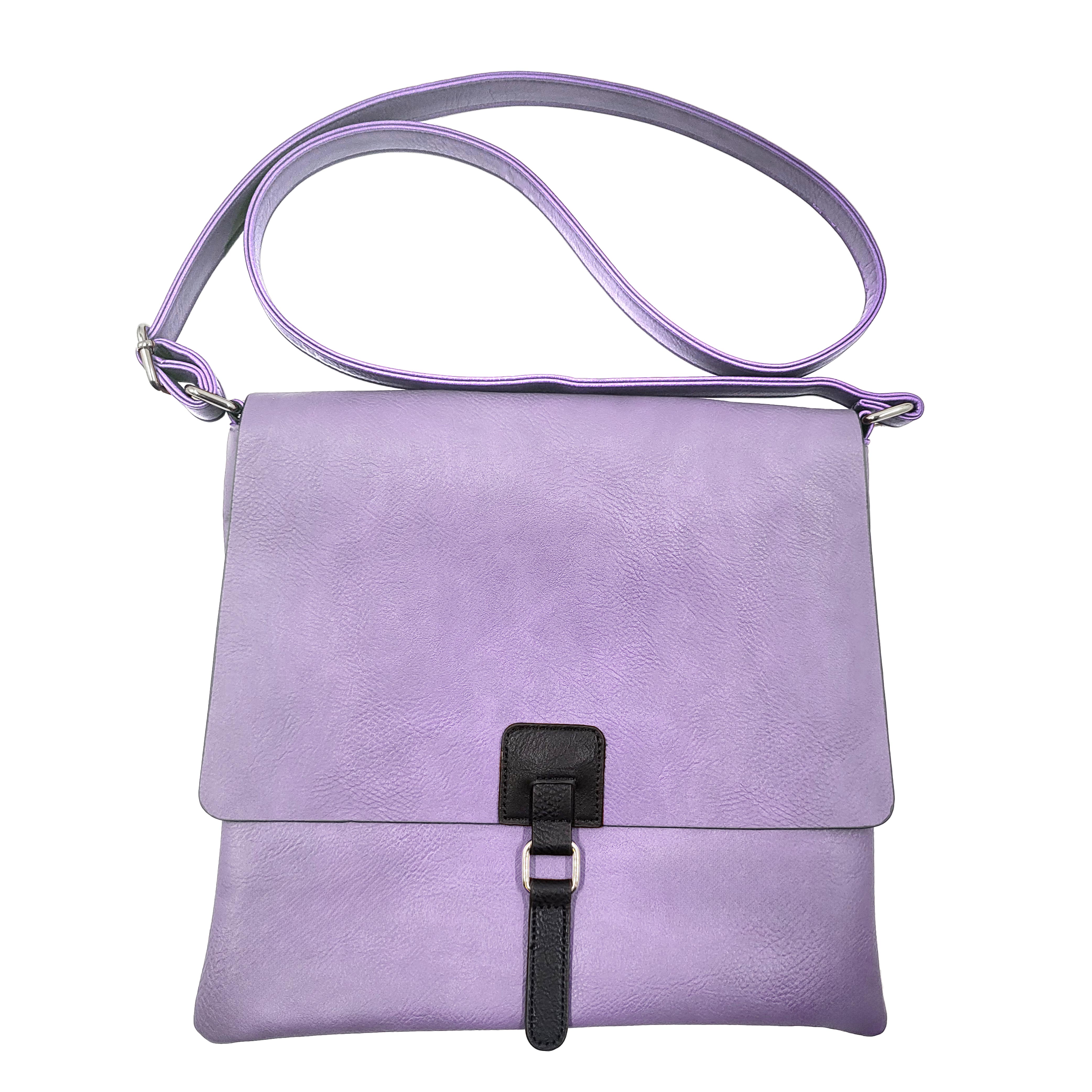 Purple leather messenger bag online