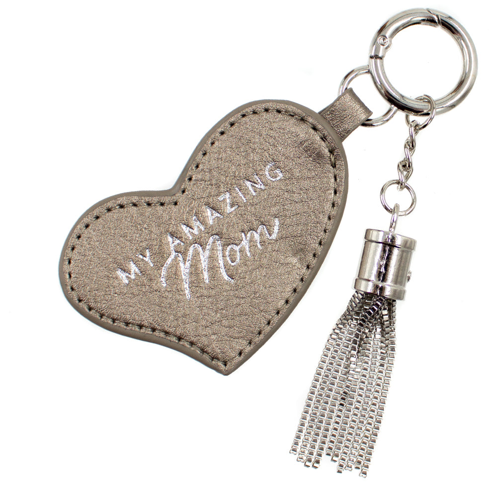 Charm Keychains (Multiple Colors) My Amazing Mom (Silver)